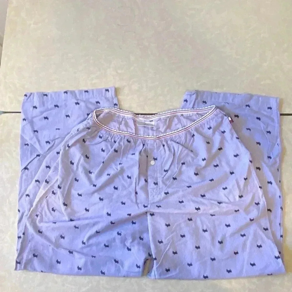 Tommy Hilfiger Flannel Lounge Pajama Pant Purplish‎ Stripe Dog print Size L